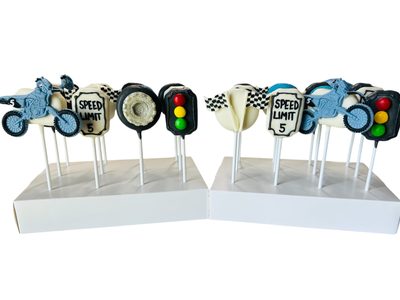 Dirt bike cake pops
