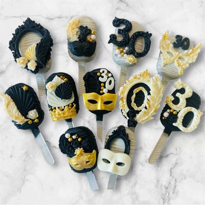 Masquerade 30th birthday cakesicles